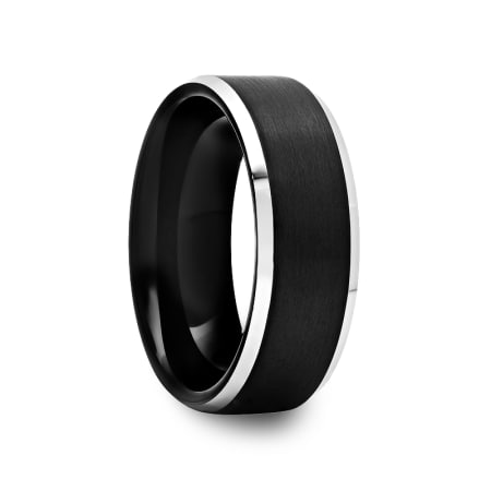 Brushed Black Tungsten Ring with Polished Bevels 