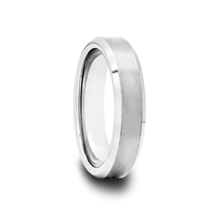 Tungsten Ring with Brushed Center and Polished Bevels 4 mm