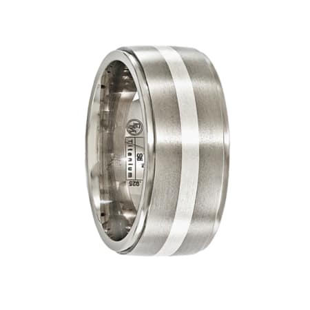 Edward Mirell Ring 10mm Gray Titanium Band Sterling Silver Inlay