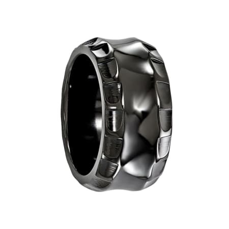 Edward Mirell Ring 12mm Black Ring Titanium Ring with Faceted Edges