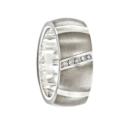 Edward Mirell Ring 10mm Titanium Ring with Sterling Silver Inlay & .10Ct Diamond Ring