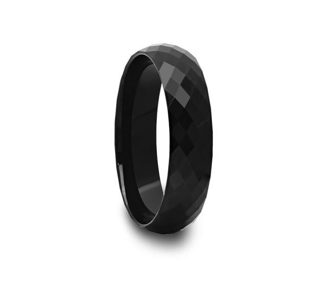 Multi Diamond Faceted Black Tungsten Carbide Ring 4 mm ...