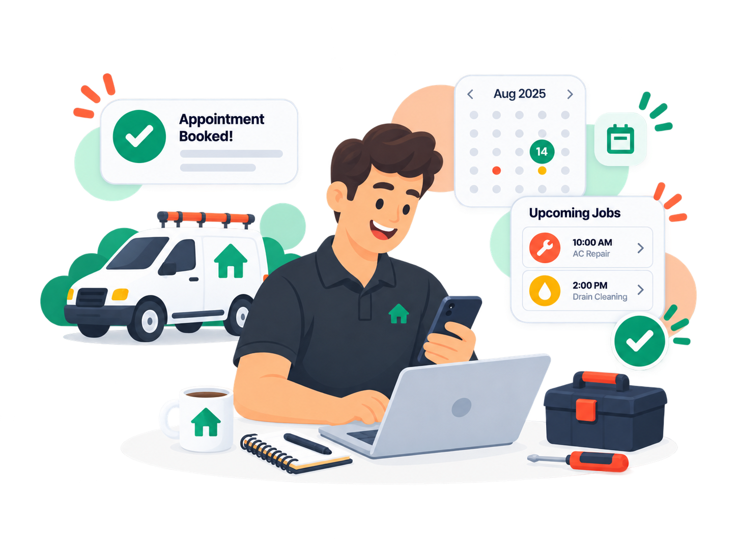 Service business owner viewing a newly booked customer appointment