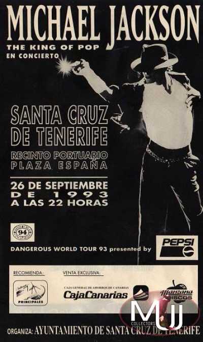 Michael Jackson Dangerous World Tour Tenerife Poster