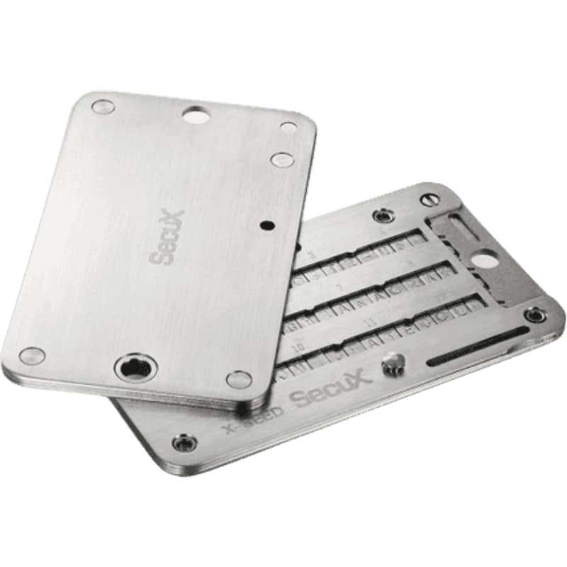 SecuX – XSEED - Secure Bitcoin Wallet Plaque de Rangement en Acier pour graines de Crypto – Compatible avec Les Portefeuilles SecuX, Ledger, Trezor Hardware
