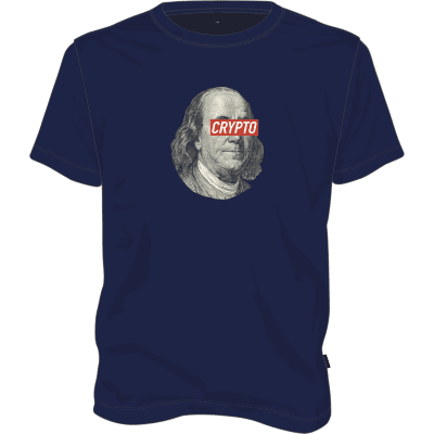 Benjamin Franklin Crypto T-shirt - Navy Blue / L