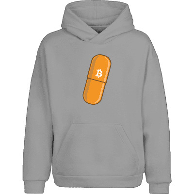 Bitcoin Orange Pill Hoodie - Grey / L