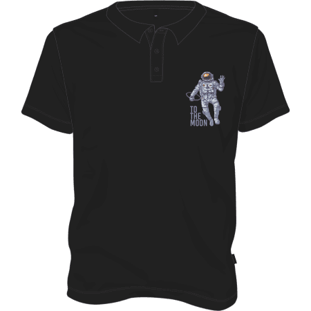 Bitcoin To The Moon Polo T-shirt - Black / XXL