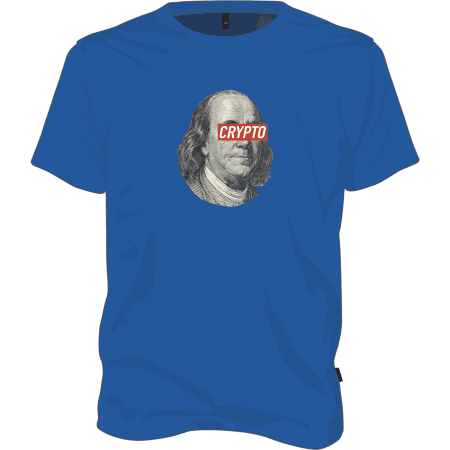 Benjamin Franklin Crypto T-shirt - Royal Blue / XXL