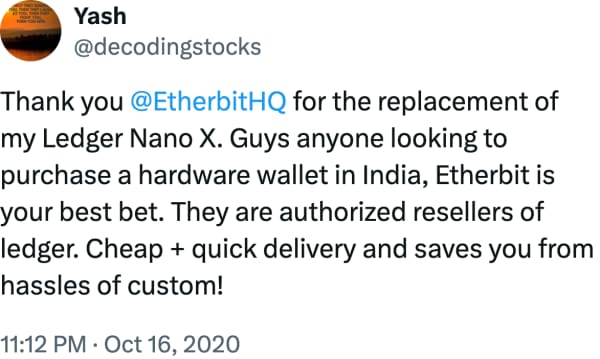 Yash (@decodingstocks) reviews Etherbit.in