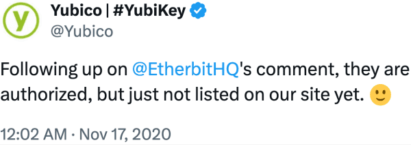 Yubico | #YubiKey (@Yubico) reviews Etherbit.in