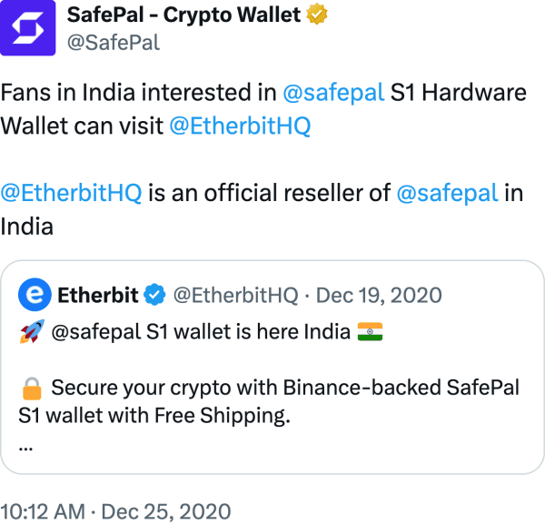 SafePal - Crypto Wallet (@SafePal) reviews Etherbit.in
