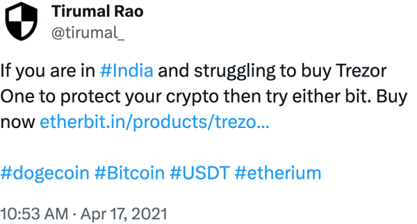 Tirumal Rao (@tirumal_) reviews Etherbit.in