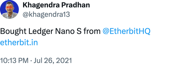 Khagendra Pradhan (@khagendra13) reviews Etherbit.in