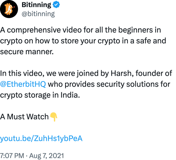 Bitinning (@bitinning) reviews Etherbit.in