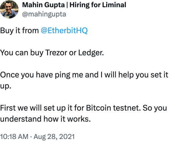 Mahin Gupta | Hiring for Liminal (@mahingupta) reviews Etherbit.in