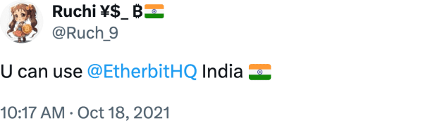 Ruchi ¥$_ ₿ (@Ruch_9) reviews Etherbit.in