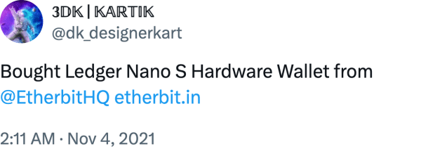 𝟛𝔻𝕂 | 𝕂𝔸ℝ𝕋𝕀𝕂 (@dk_designerkart) reviews Etherbit.in