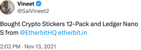 Vineet (@SaiVineet2) reviews Etherbit.in