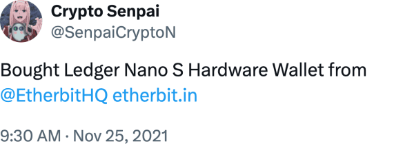 Crypto Senpai (@SenpaiCryptoN) reviews Etherbit.in