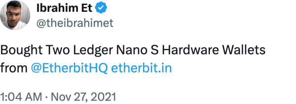 Ibrahim Et (@theibrahimet) reviews Etherbit.in