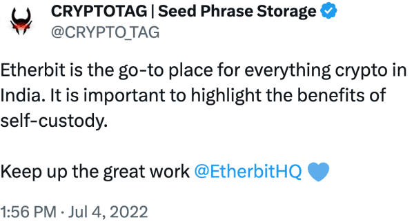 CRYPTOTAG | Seed Phrase Storage (@CRYPTO_TAG) reviews Etherbit.in