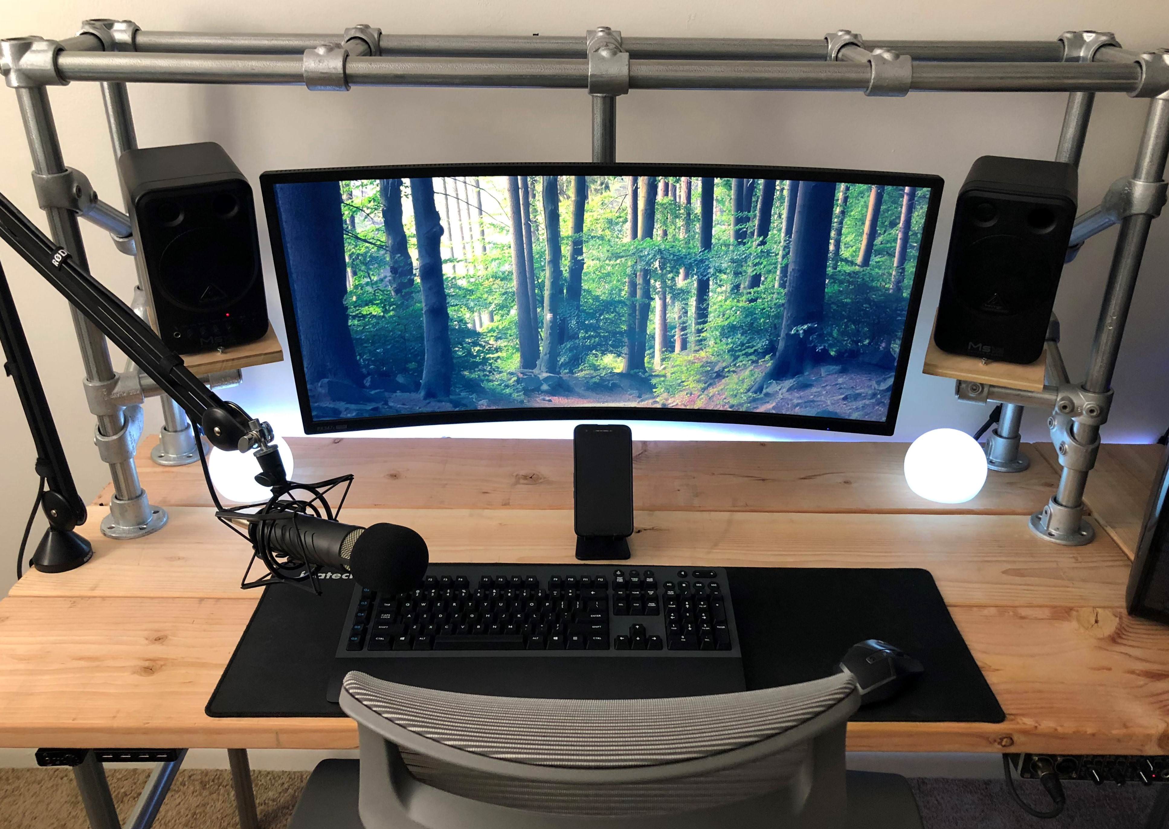 Close-Up of DIY streaming desk