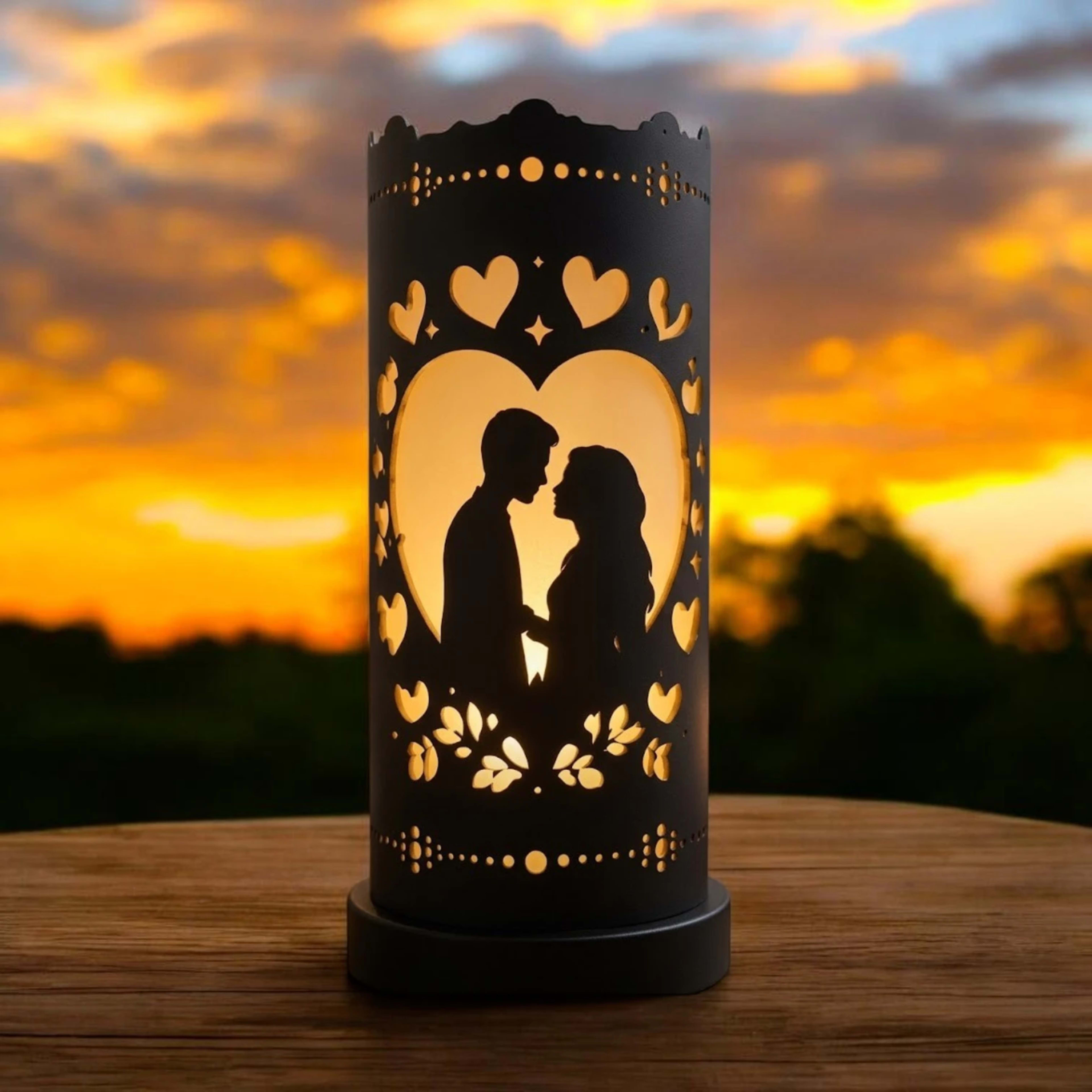 Romantic Couple Silhouette PVC Table Lamp - Premium RGB Night Light for Anniversary Gift
