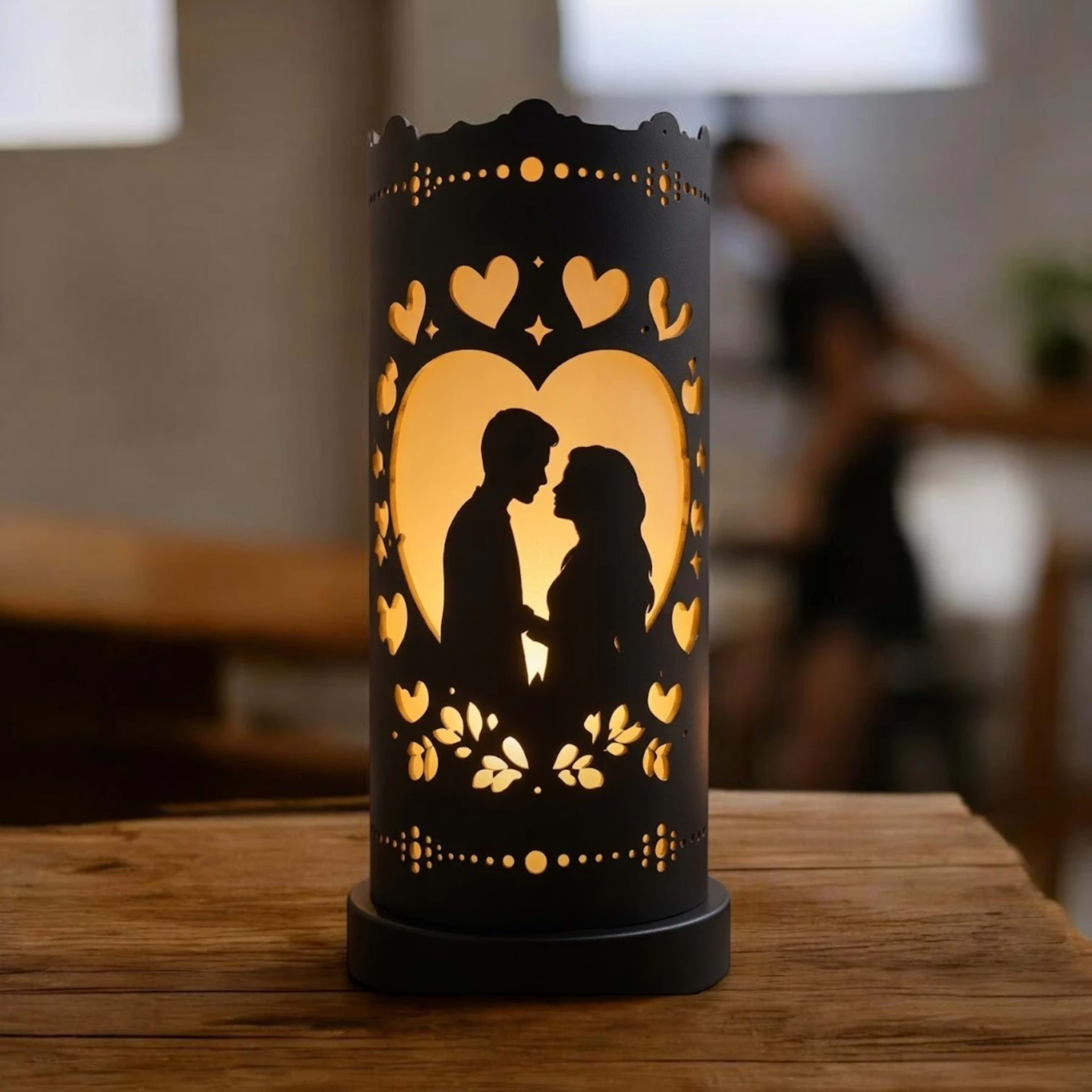 Romantic Couple Silhouette PVC Table Lamp - Premium RGB Night Light for Anniversary Gift