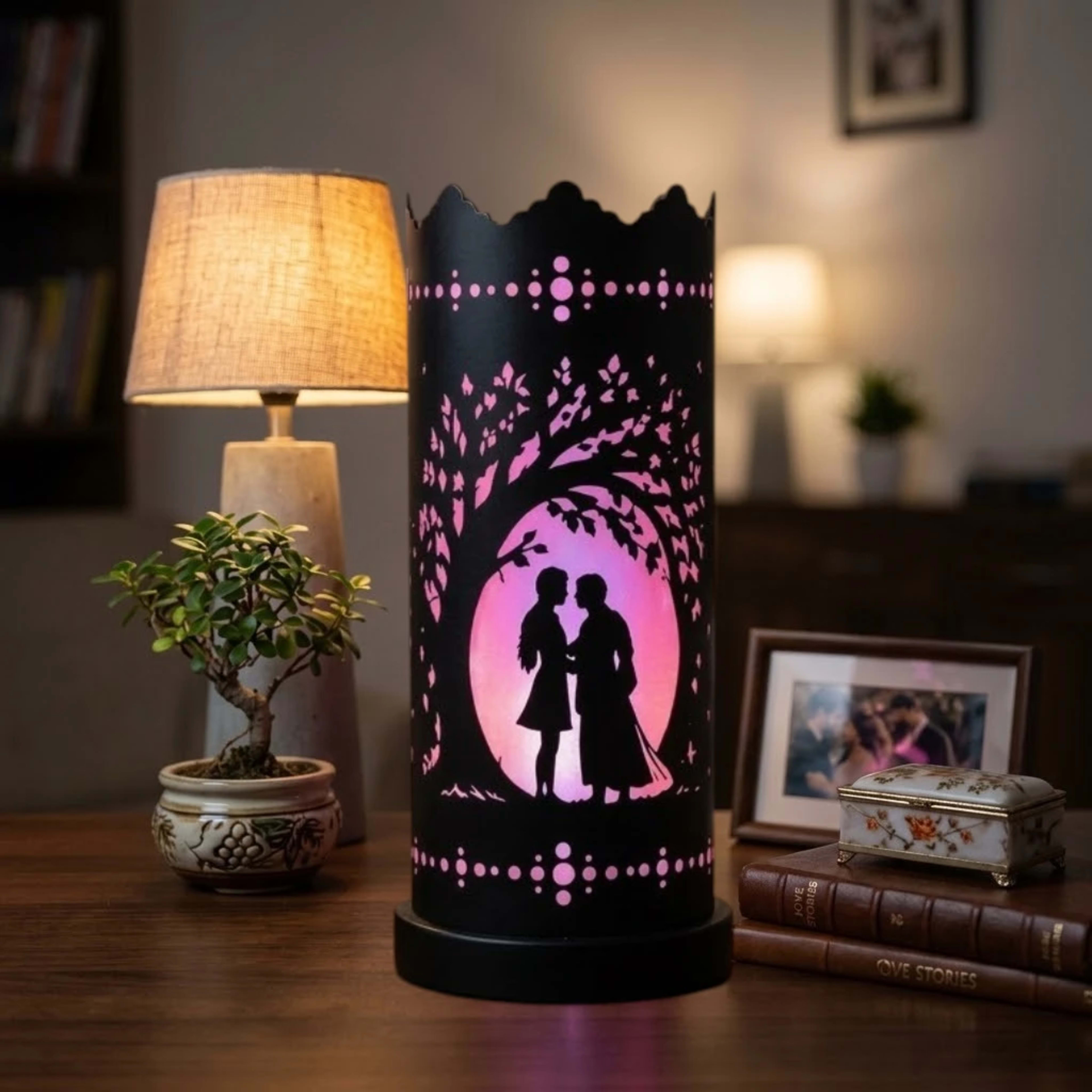 Romantic Couple Under the Tree PVC Table Lamp - Premium RGB Night Light for Gift
