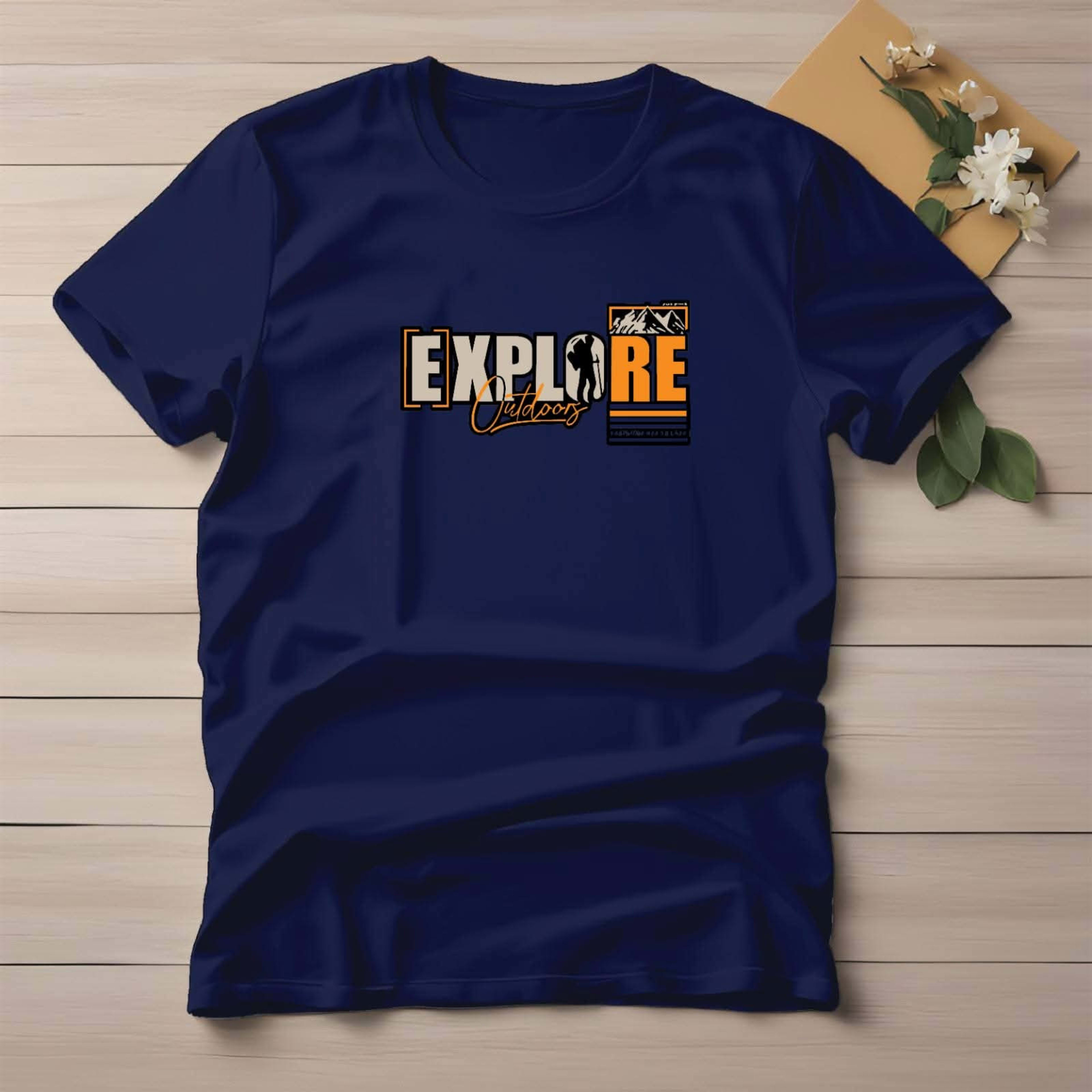 Premium Explore Outdoors Graphic Printed White Cotton T-Shirt for Men - Prenaxo