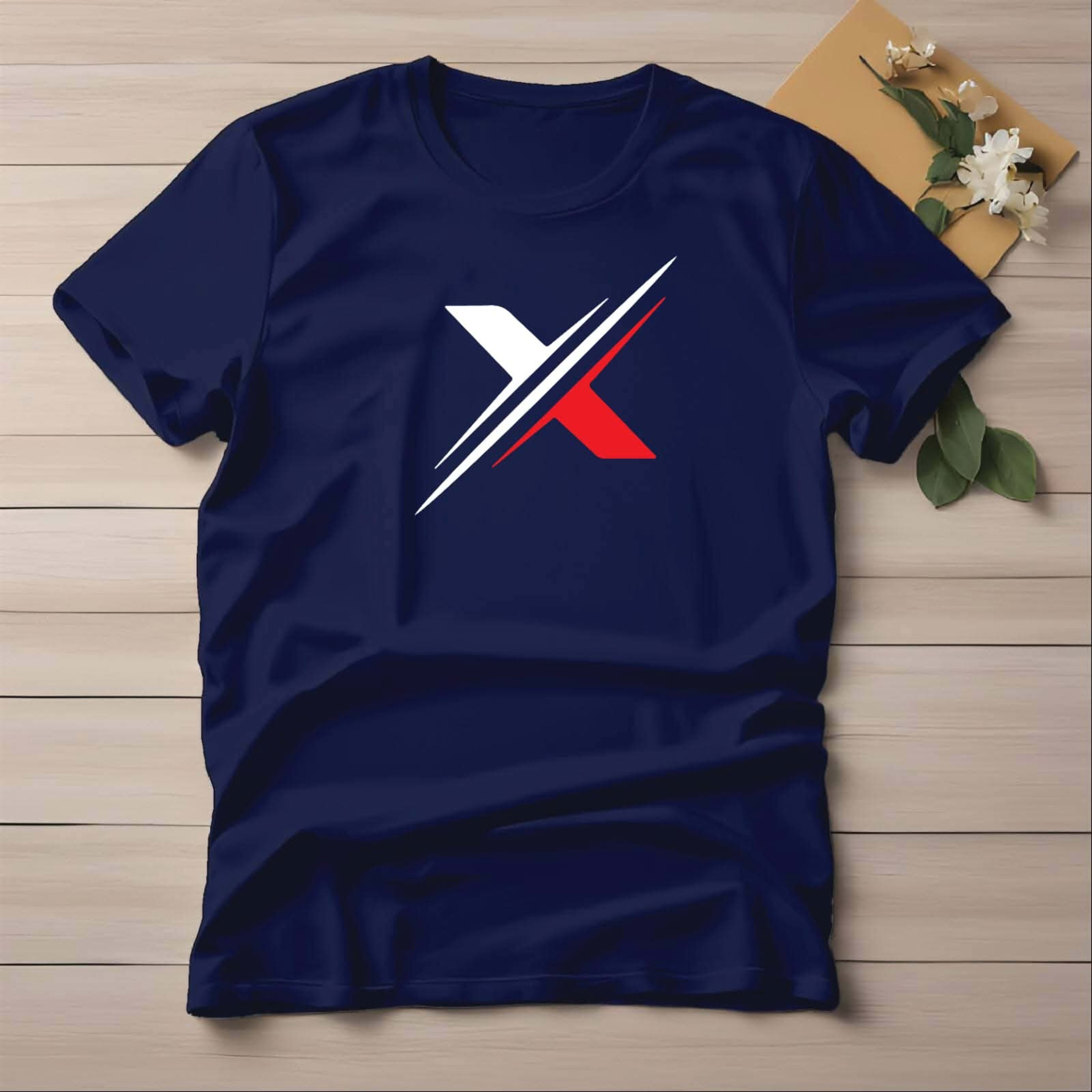 Premium Minimalist X Graphic Printed Black Cotton T-Shirt for Men