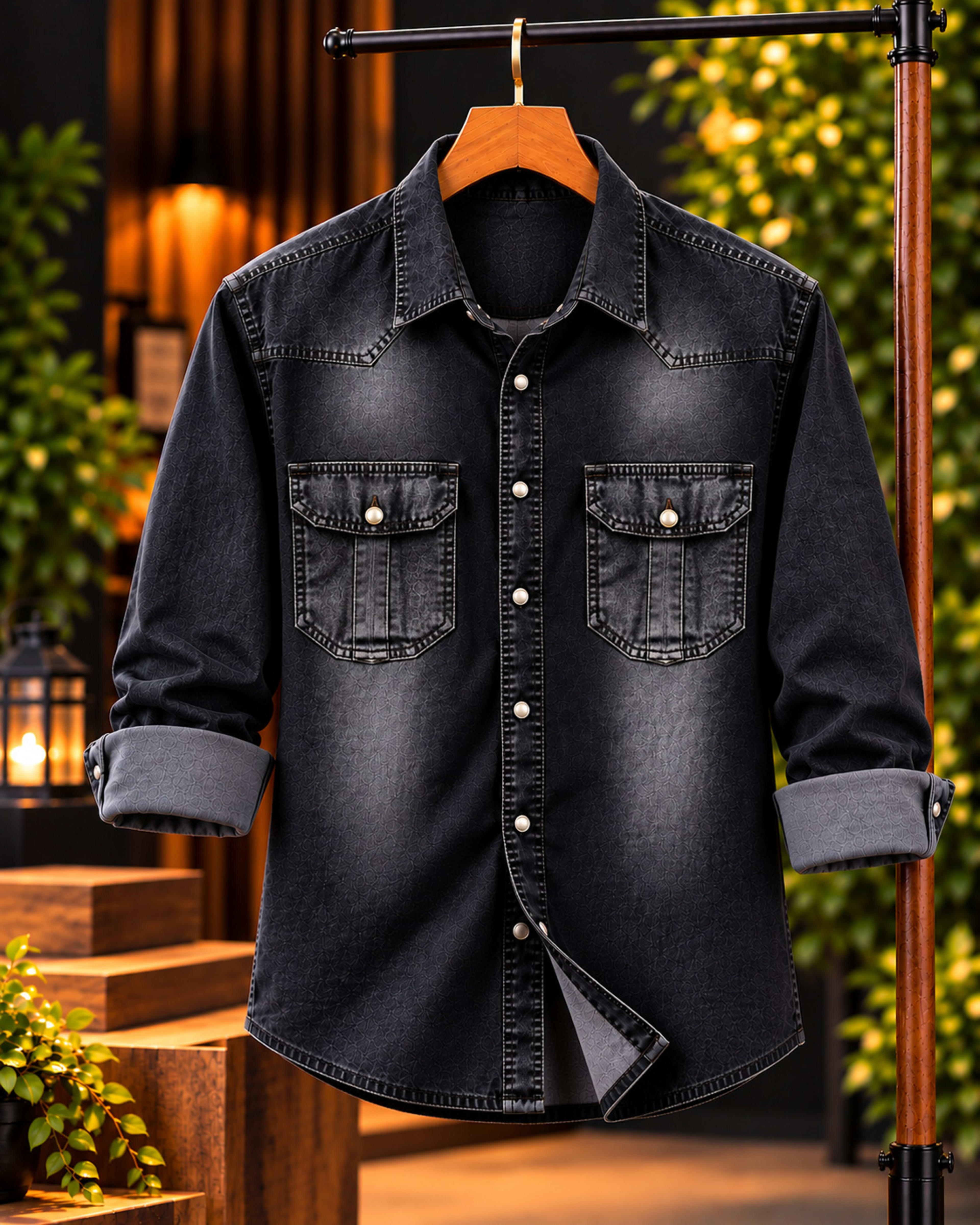 Premium Trendy Denim Full Sleeve Shirt for Men - Prenaxo