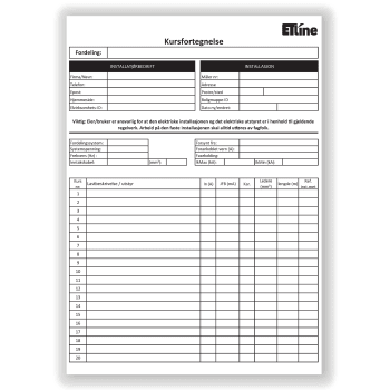 ETLINE KURSFORTEGNELSE