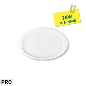 ETLED FLAT PRO 28W HVIT M/PIR