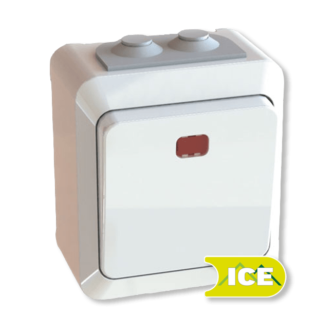 BRYTER PÅVEGG 2POL M/LYS IP44