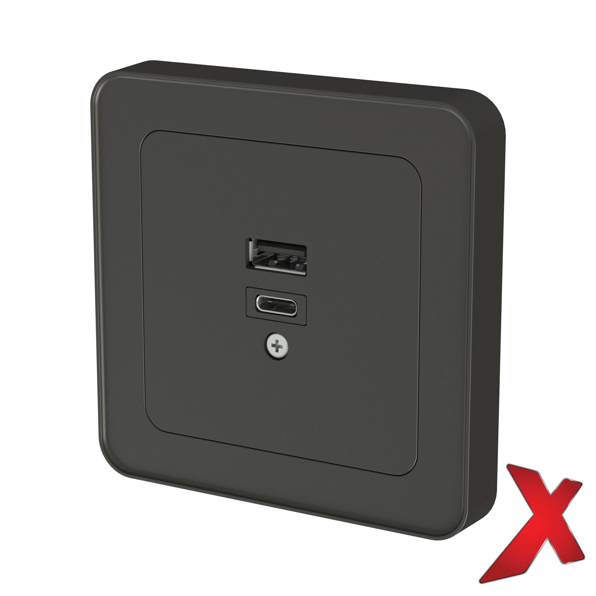 X.USB LADER INNF TYPE A+C SORT 18W SKRUKOBLING