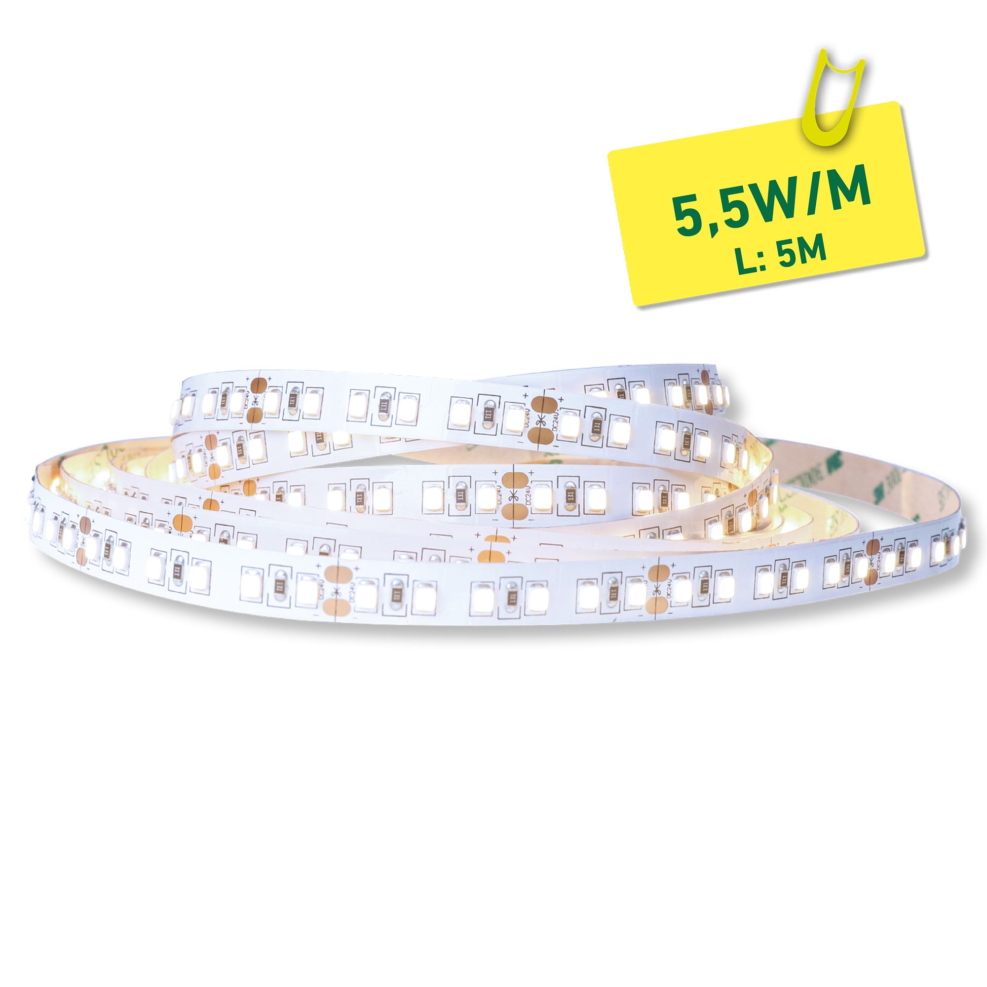 ETLED STRIP 5,2W IP20 3000K 10MM 24V DC 5M CRI 80 520LM/M