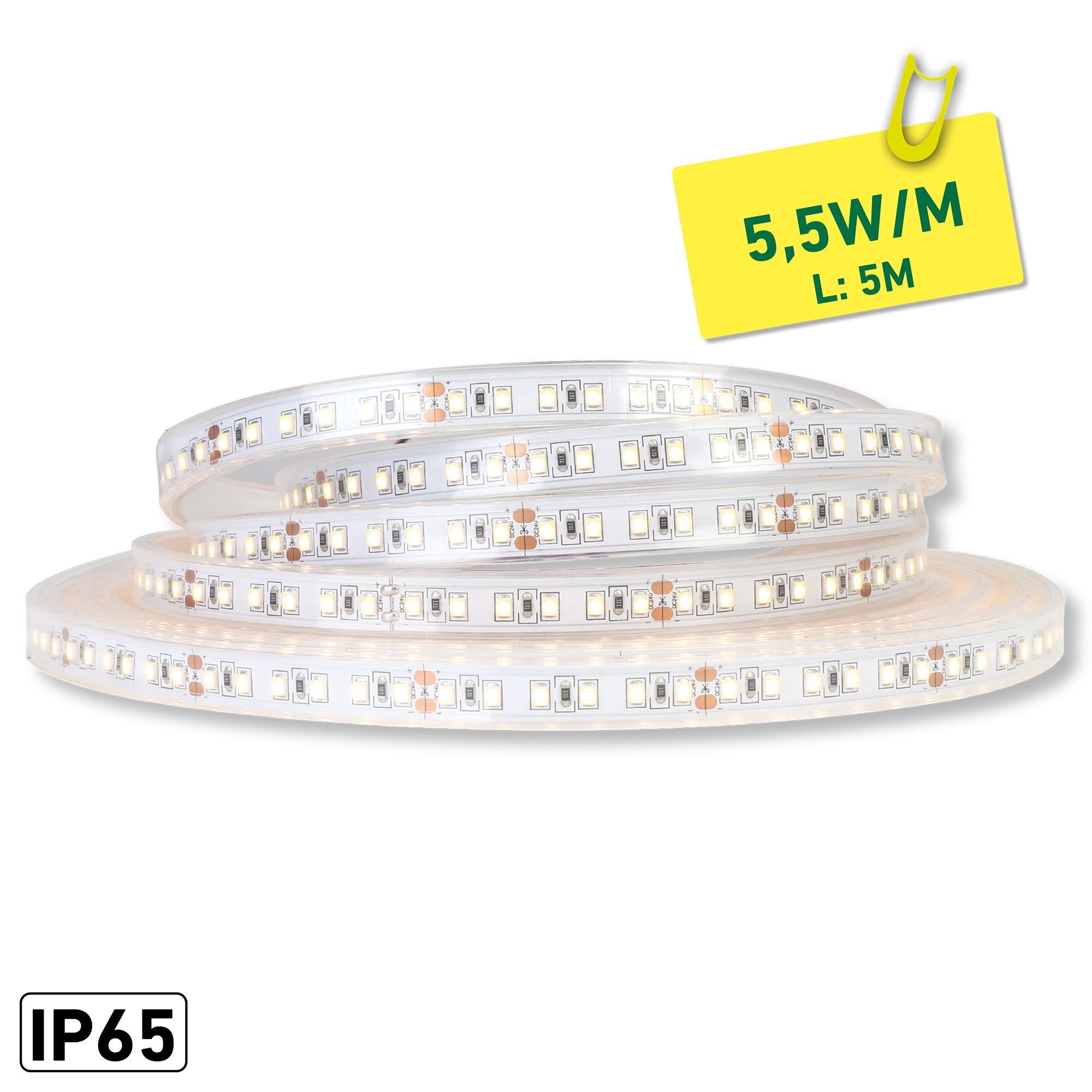 ETLED STRIP 5,2W IP65 2700K 12MM 24V DC 5M CRI 80 490LM/M