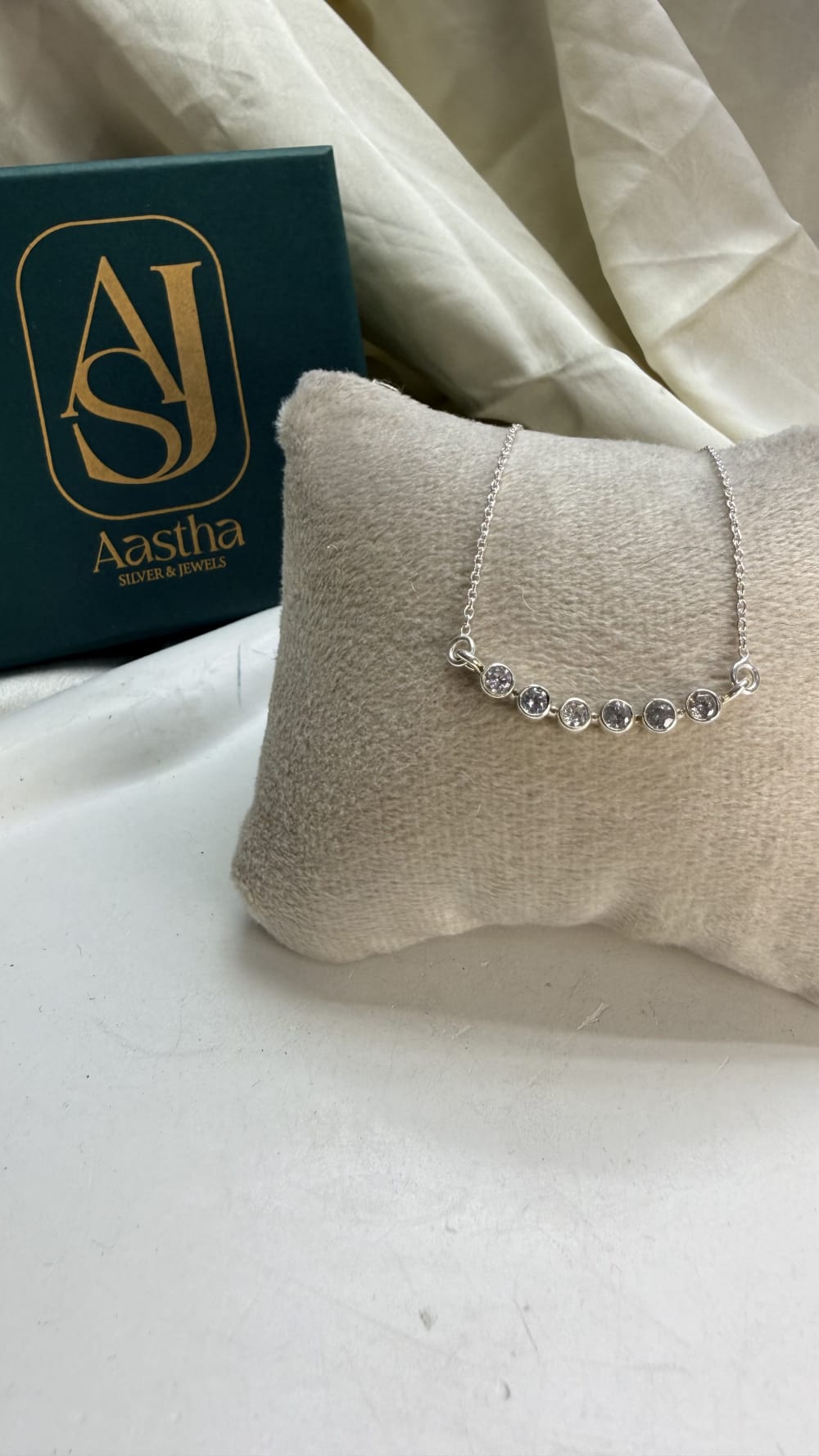 Zircon Studded Crescent Pendant