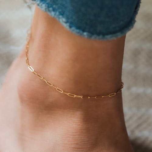 Gold Plated Paper Clip Anklet