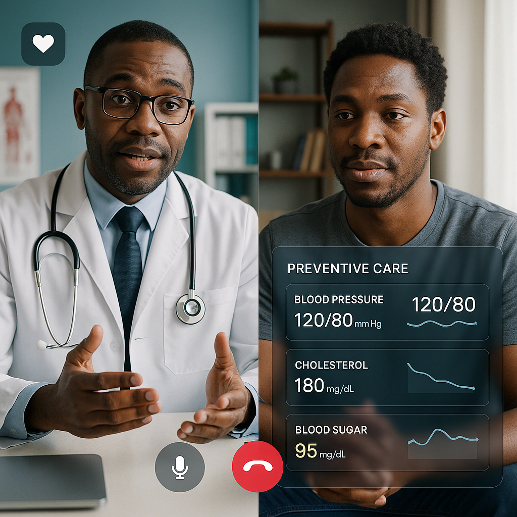 Doctor performing preventive care checkup
