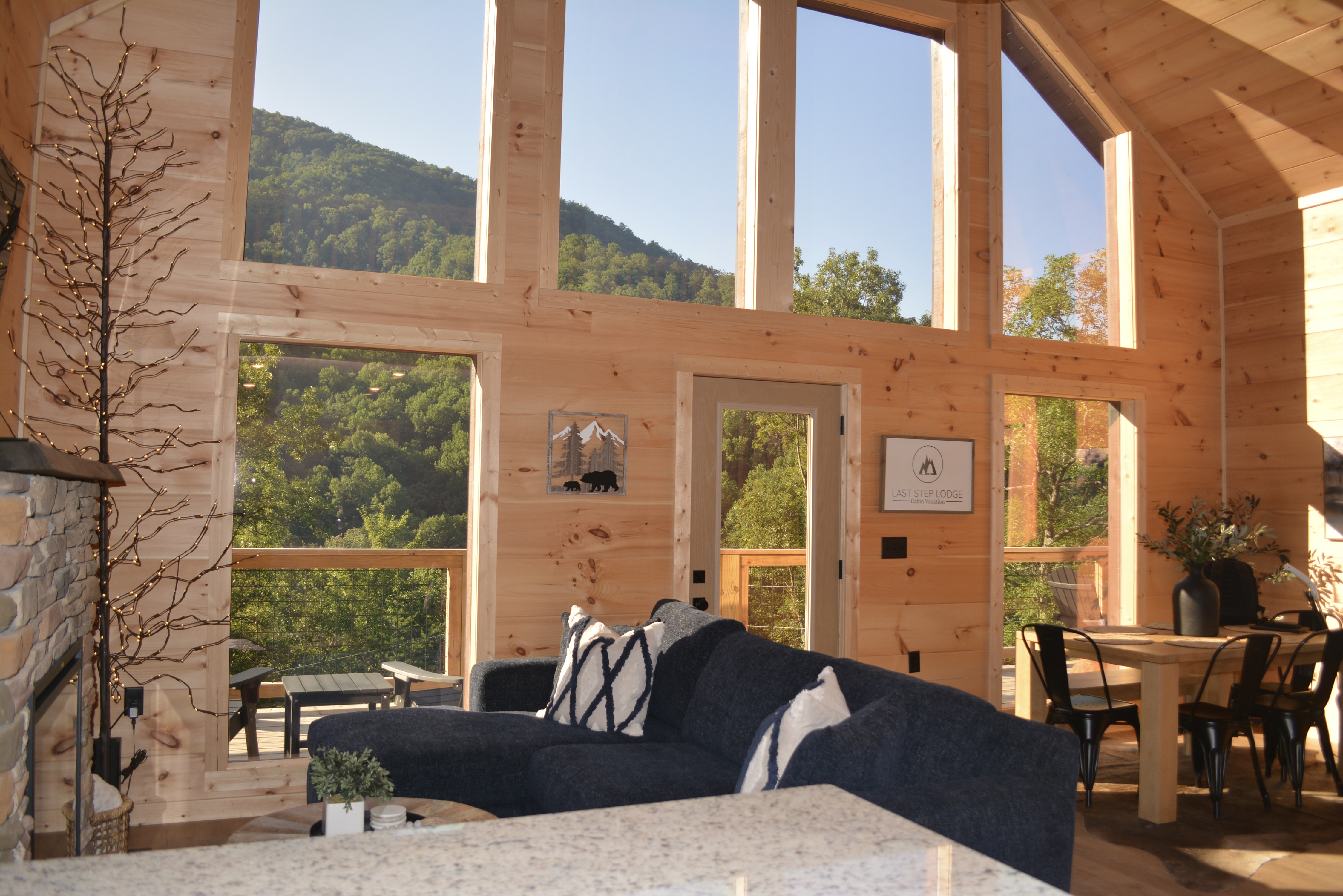 Living room with mountain view