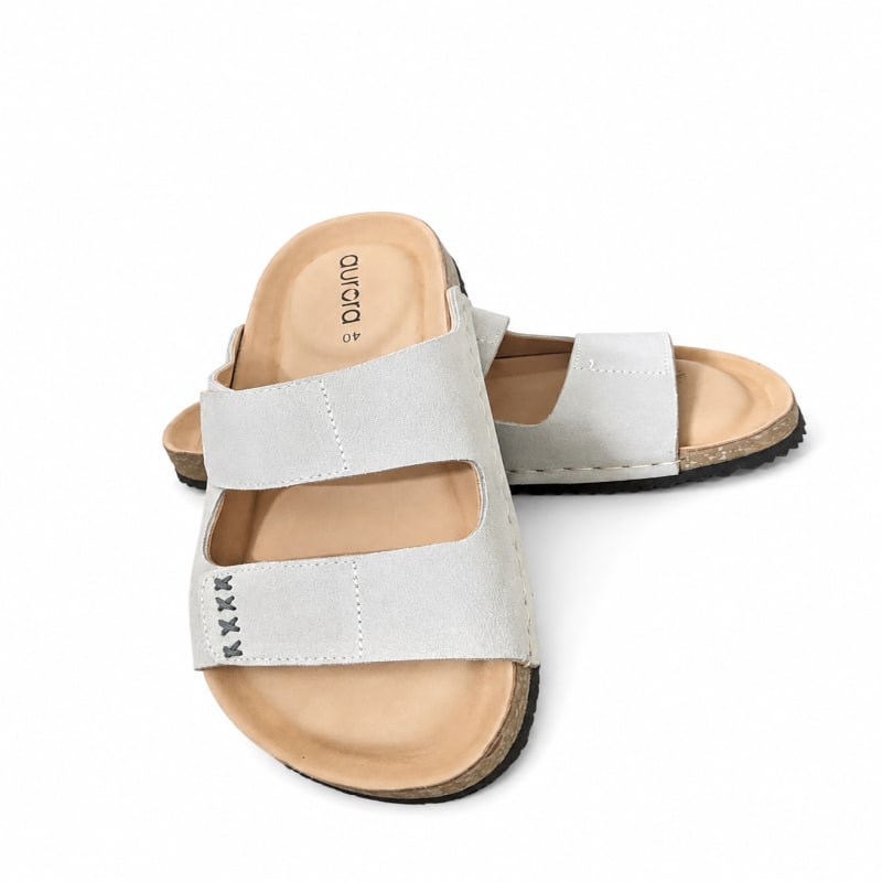 Aurora Men's Stylish Grey Suede Footbed Sandals – Premium Cork Sole Slides — image 1
