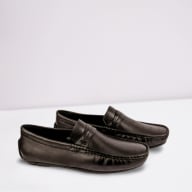 Aurora Men's Premium Leather Moccasin Loafer – Black Slip-On Driving Shoe — image 1