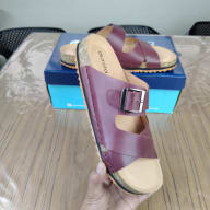 Aurora Men’s Suede Cork Sandals Maroon – Adjustable Double Buckle Comfort Footbed — image 3