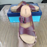 Aurora Men’s Suede Cork Sandals Maroon – Adjustable Double Buckle Comfort Footbed — image 4