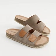 Aurora Men’s Suede Cork Sandals Brown Ash – Double Strap Comfort Footbed — image 1