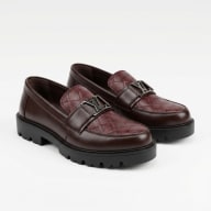 Aurora Men’s Premium Textured Leather Loafers Maroon – Luxury Chunky Sole Shoes — image 1