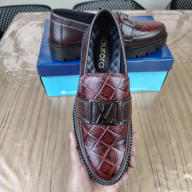 Aurora Men’s Premium Textured Leather Loafers Maroon – Luxury Chunky Sole Shoes — image 4